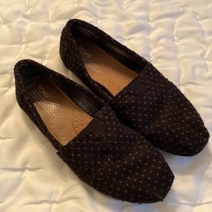 TOMS, Womens size 9.5. Navy with purple dots.